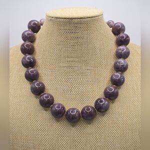Hong Kong Marbled Purple Chunky Acrylic Necklace